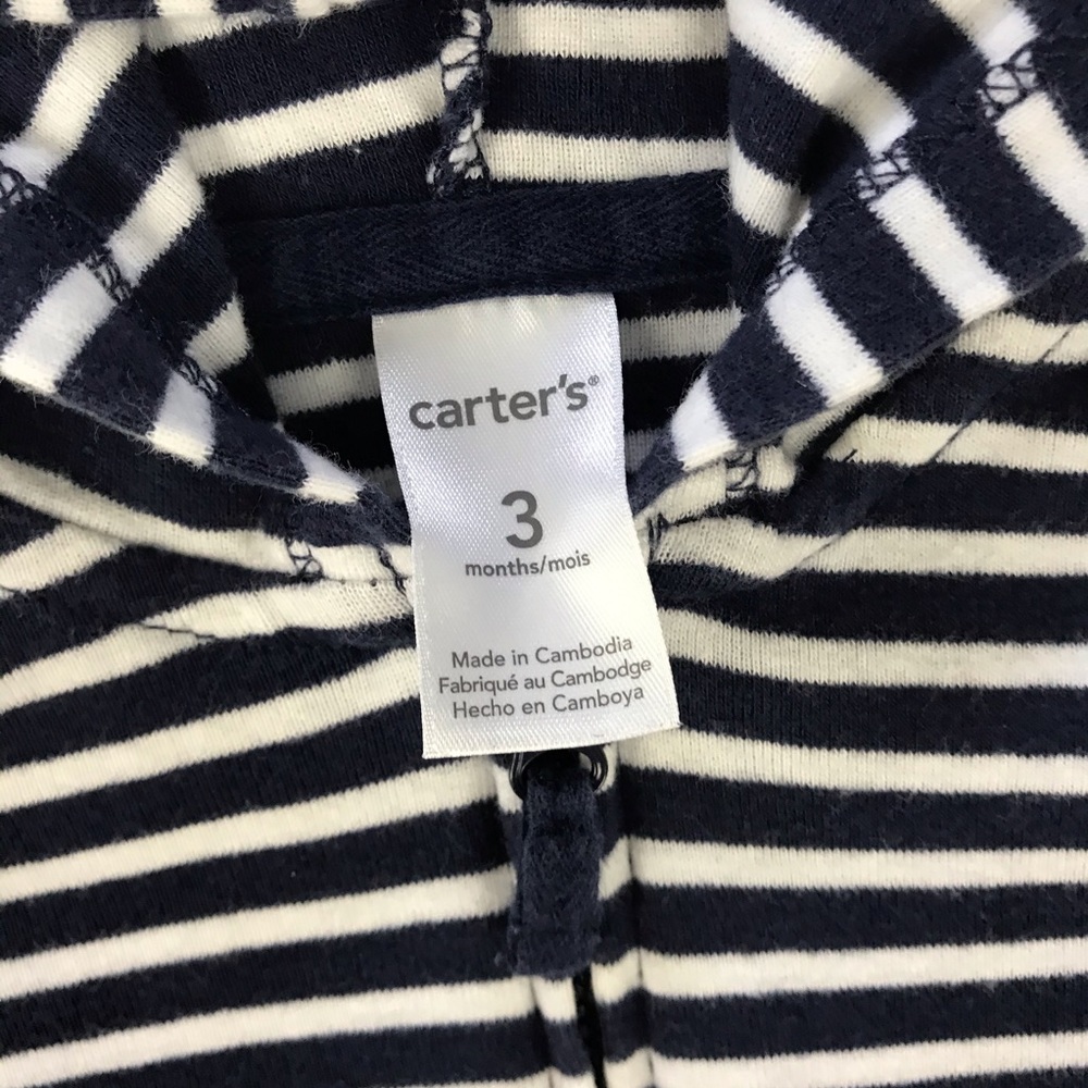Carter’s Light Hooded Jacket Size 3 Months Stripes - Picture 4 of 5